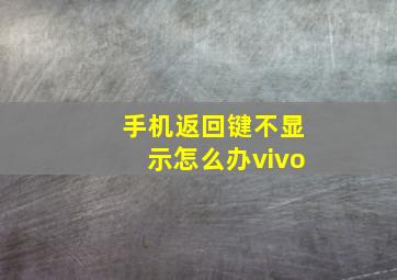 手机返回键不显示怎么办vivo