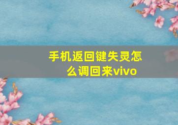 手机返回键失灵怎么调回来vivo