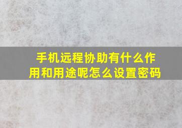 手机远程协助有什么作用和用途呢怎么设置密码