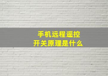 手机远程遥控开关原理是什么