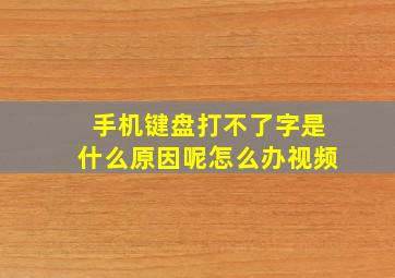 手机键盘打不了字是什么原因呢怎么办视频