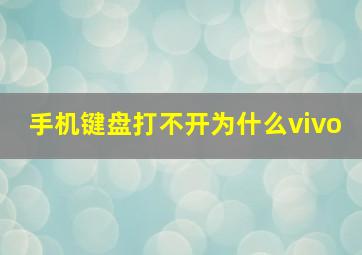 手机键盘打不开为什么vivo