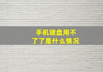 手机键盘用不了了是什么情况