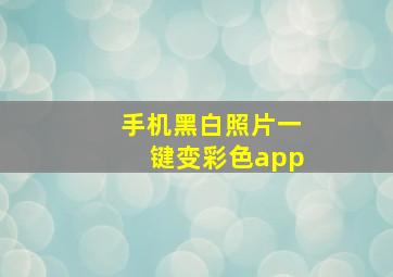 手机黑白照片一键变彩色app