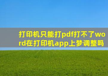 打印机只能打pdf打不了word在打印机app上梦调整吗