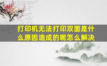 打印机无法打印双面是什么原因造成的呢怎么解决