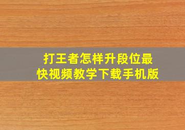 打王者怎样升段位最快视频教学下载手机版