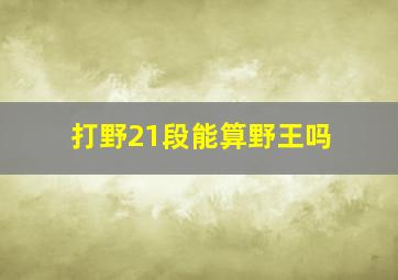 打野21段能算野王吗