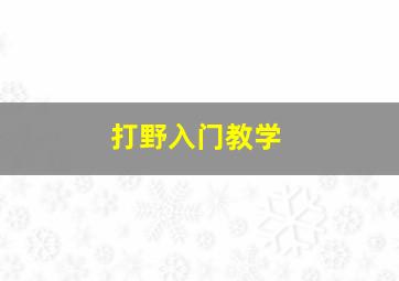 打野入门教学