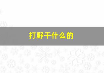 打野干什么的