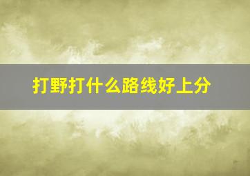 打野打什么路线好上分