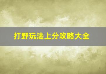 打野玩法上分攻略大全