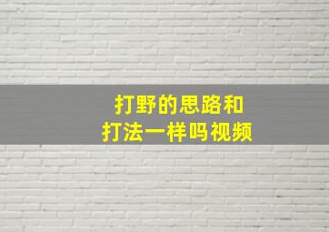 打野的思路和打法一样吗视频