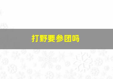 打野要参团吗