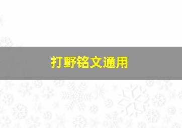 打野铭文通用