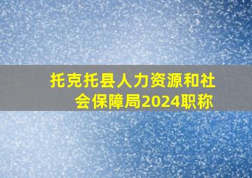 托克托县人力资源和社会保障局2024职称