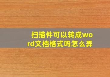 扫描件可以转成word文档格式吗怎么弄