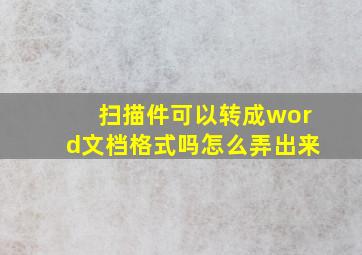 扫描件可以转成word文档格式吗怎么弄出来