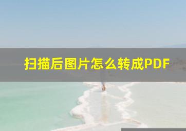 扫描后图片怎么转成PDF