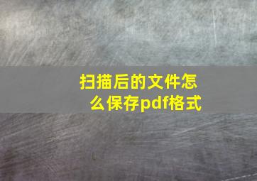 扫描后的文件怎么保存pdf格式