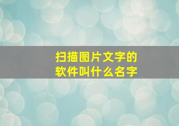 扫描图片文字的软件叫什么名字