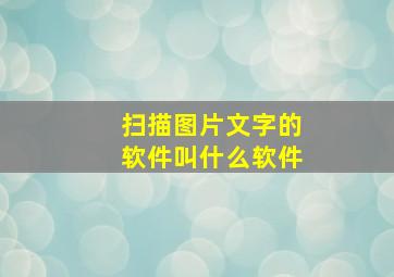 扫描图片文字的软件叫什么软件