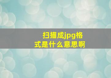 扫描成jpg格式是什么意思啊