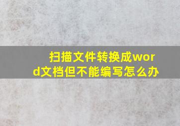 扫描文件转换成word文档但不能编写怎么办