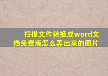 扫描文件转换成word文档免费版怎么弄出来的图片