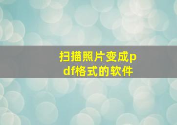 扫描照片变成pdf格式的软件