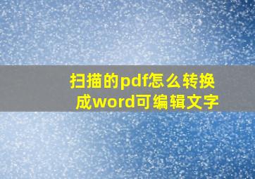 扫描的pdf怎么转换成word可编辑文字