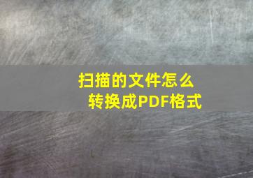 扫描的文件怎么转换成PDF格式