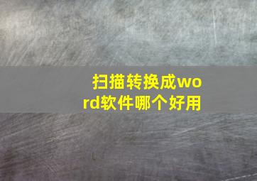 扫描转换成word软件哪个好用