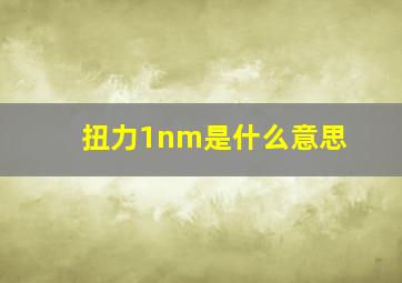 扭力1nm是什么意思