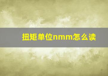 扭矩单位nmm怎么读