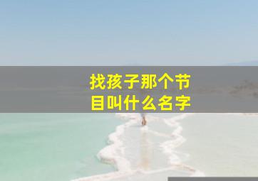 找孩子那个节目叫什么名字