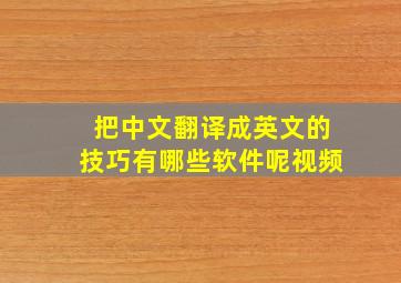 把中文翻译成英文的技巧有哪些软件呢视频