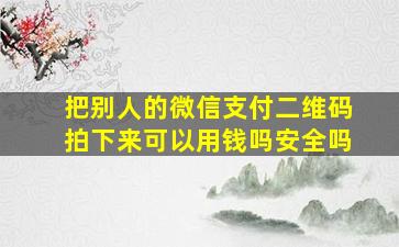 把别人的微信支付二维码拍下来可以用钱吗安全吗