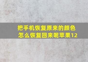 把手机恢复原来的颜色怎么恢复回来呢苹果12