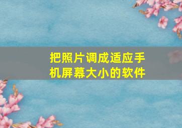 把照片调成适应手机屏幕大小的软件