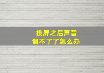 投屏之后声音调不了了怎么办