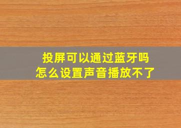 投屏可以通过蓝牙吗怎么设置声音播放不了