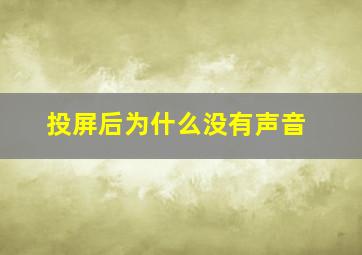 投屏后为什么没有声音