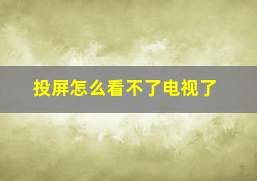 投屏怎么看不了电视了