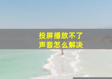 投屏播放不了声音怎么解决