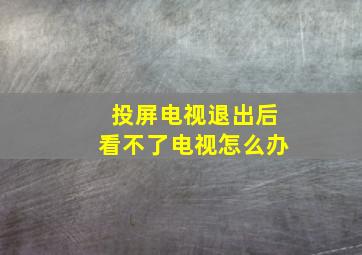 投屏电视退出后看不了电视怎么办