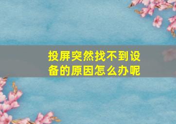 投屏突然找不到设备的原因怎么办呢