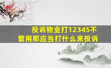 投诉物业打12345不管用那应当打什么来投诉