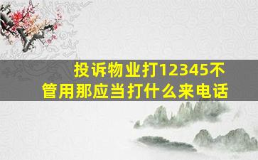 投诉物业打12345不管用那应当打什么来电话