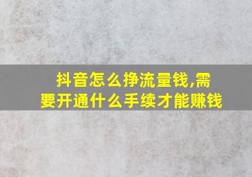 抖音怎么挣流量钱,需要开通什么手续才能赚钱